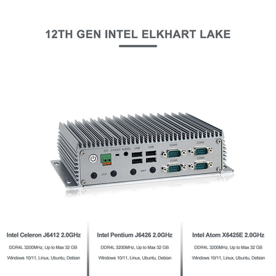 Fansız Endüstriyel Gömülü Kutu PC 12. Nesil Intel Elkhart Lake J6412 3XLAN Bağlantı Noktaları