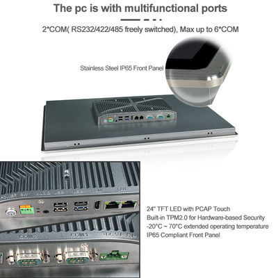 250cd/m2 SUS304 Çift RJ45 24in ile Gürültüsüz HMI Panel PC PCAP